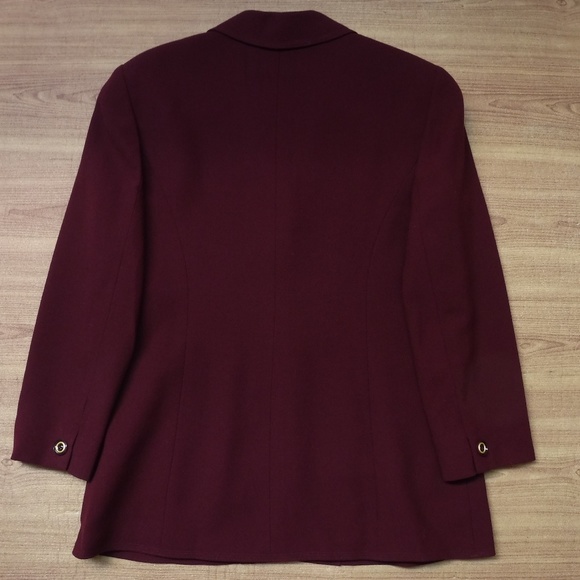 Carlisle Maroon Color Wool Button Up Blazer Jacket - Picture 8 of 11